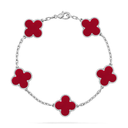[⭐Mirelle] CLOVER 5 MOTIF RED CORNELIAN BRACELET COLLECTION