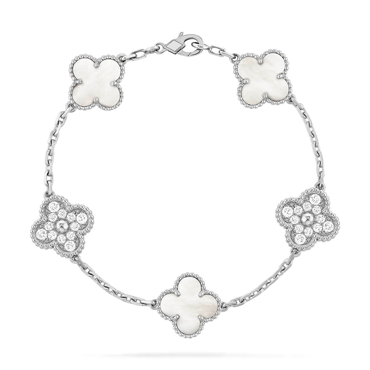 [⭐Mirelle]CLOVER WHITE PEARL MOP 5 MOTIF BRACELET COLLECTION