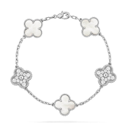 [⭐Mirelle]CLOVER WHITE PEARL MOP 5 MOTIF BRACELET COLLECTION