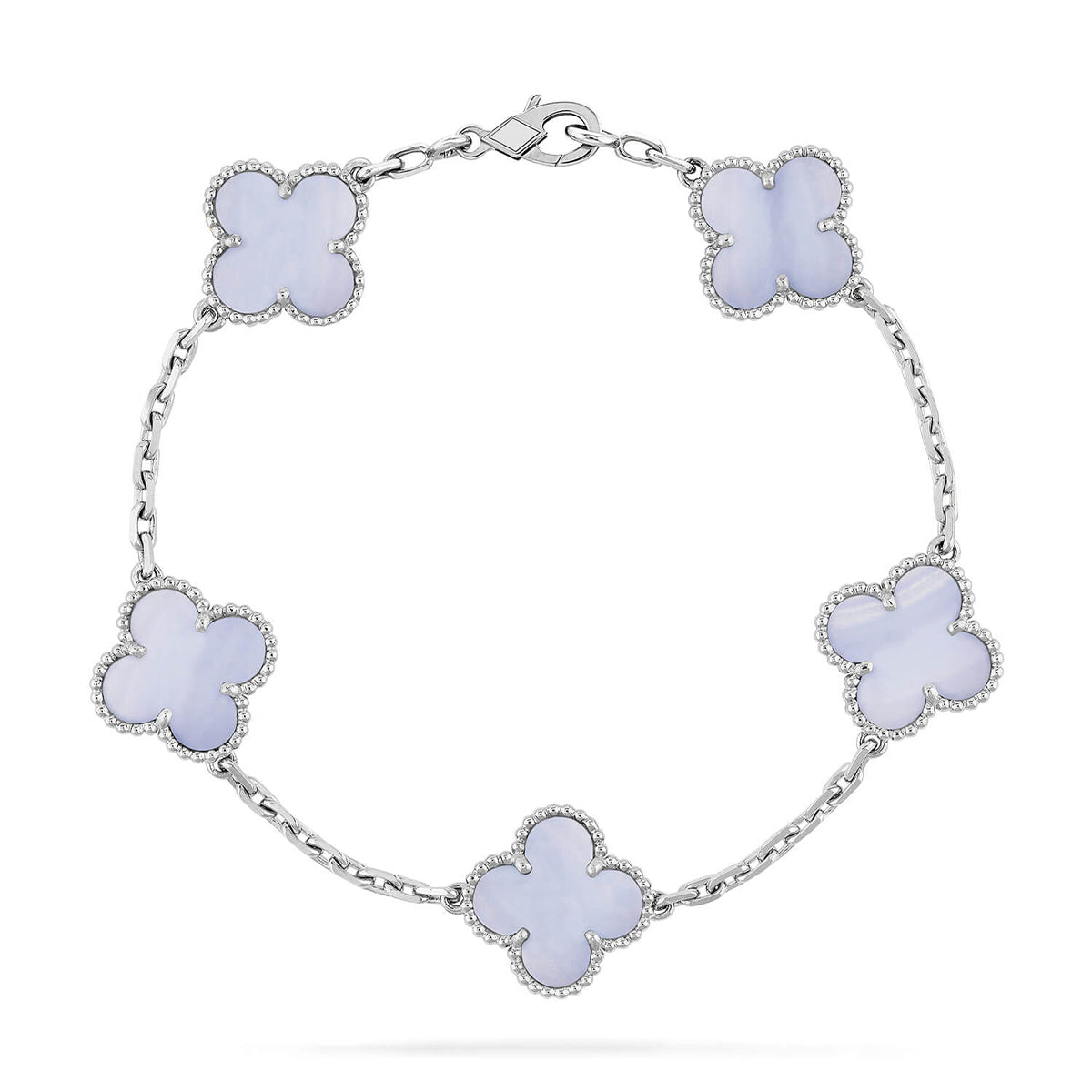 [⭐Mirelle] CLOVER 5 MOTIF PURPLE CHALCEDONY BRACELET COLLECTION