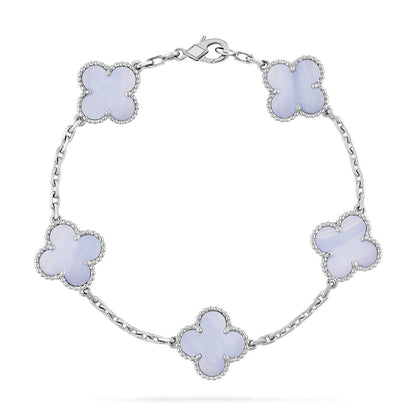 [⭐Mirelle] CLOVER 5 MOTIF PURPLE CHALCEDONY BRACELET COLLECTION