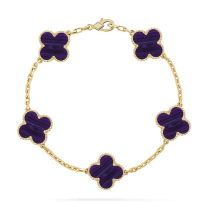 [⭐Mirelle]CLOVER 5 MOTIF PURPLE STRIPES BRACELET COLLECTION