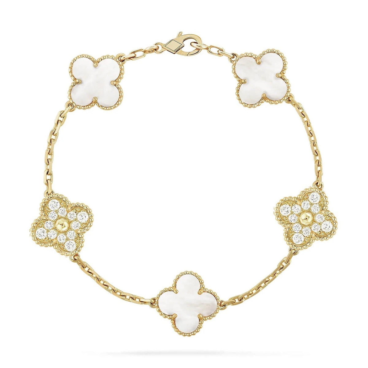 [⭐Mirelle]CLOVER WHITE PEARL MOP 5 MOTIF BRACELET COLLECTION
