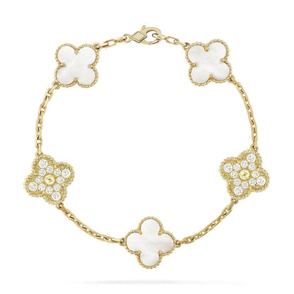 [⭐Mirelle]CLOVER WHITE PEARL MOP 5 MOTIF BRACELET COLLECTION