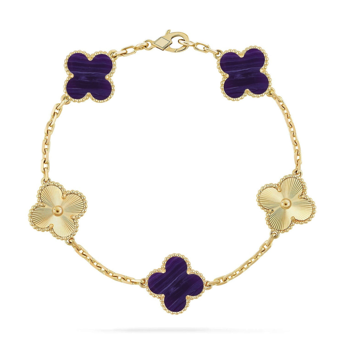 [⭐Mirelle]CLOVER 5 MOTIF PURPLE STRIPES BRACELET COLLECTION