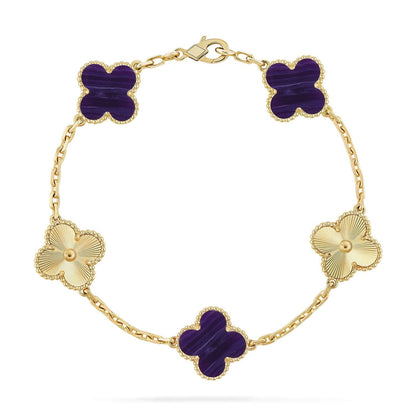 [⭐Mirelle]CLOVER 5 MOTIF PURPLE STRIPES BRACELET COLLECTION