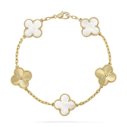 [⭐Mirelle]CLOVER WHITE PEARL MOP 5 MOTIF BRACELET COLLECTION