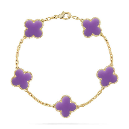 [⭐Mirelle]CLOVER 5 MOTIF LIGHT PURPLE BRACELET COLLECTION