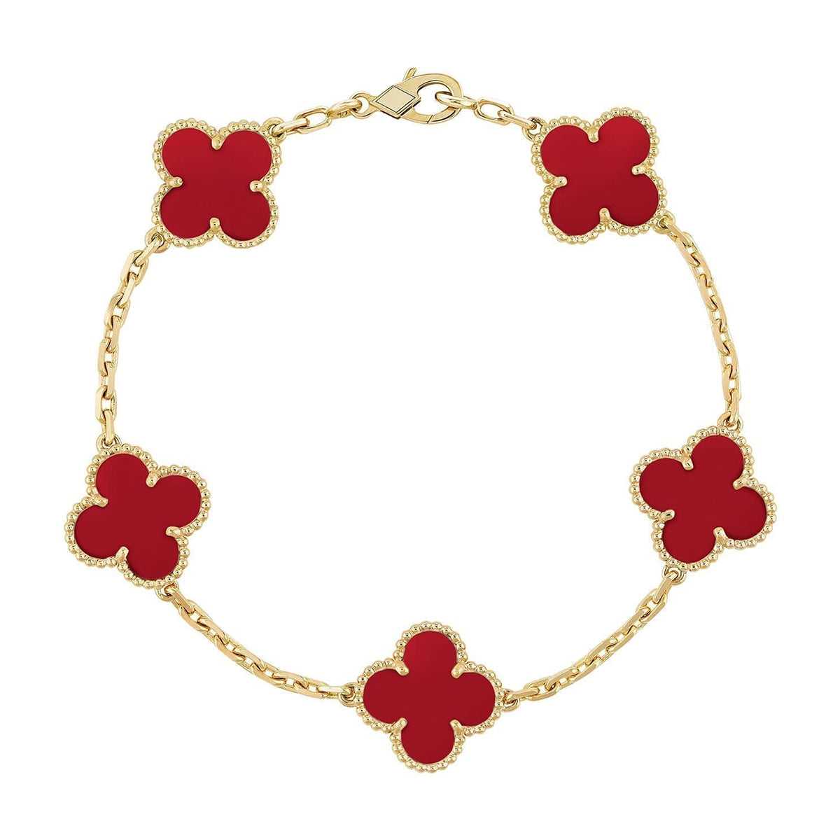 [⭐Mirelle] CLOVER 5 MOTIF RED CORNELIAN BRACELET COLLECTION