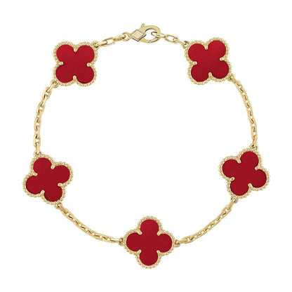 [⭐Mirelle] CLOVER 5 MOTIF RED CORNELIAN BRACELET COLLECTION