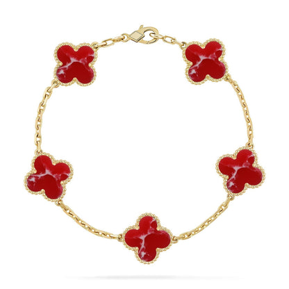 [⭐Mirelle]CLOVER 5 MOTIF RED PATTERN BRACELET COLLECTION