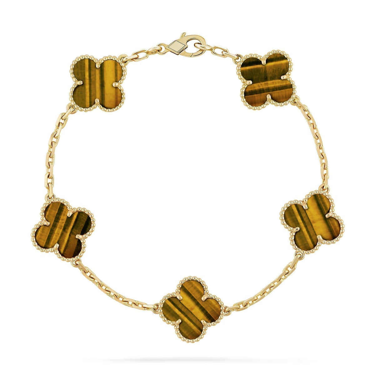 [⭐Mirelle] CLOVER 5 MOTIFS TIGER EYE BRACELET COLLECTION