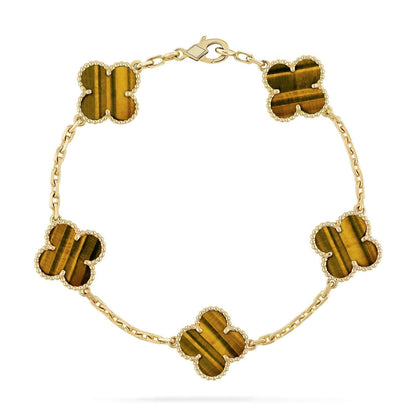 [⭐Mirelle] CLOVER 5 MOTIFS TIGER EYE BRACELET COLLECTION