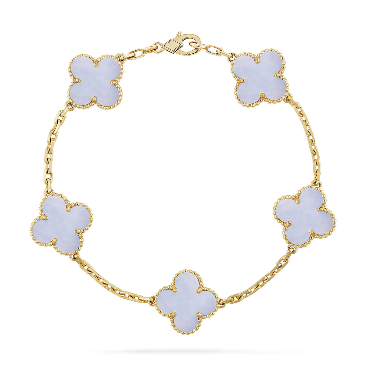 [⭐Mirelle] CLOVER 5 MOTIF PURPLE CHALCEDONY BRACELET COLLECTION