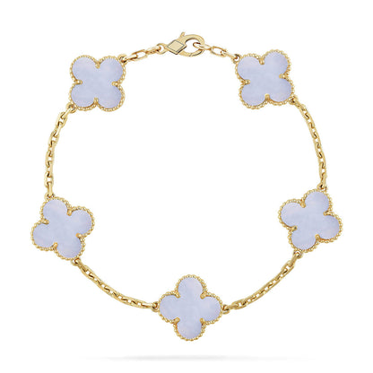[⭐Mirelle] CLOVER 5 MOTIF PURPLE CHALCEDONY BRACELET COLLECTION