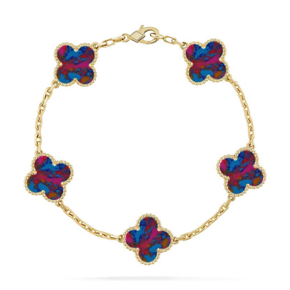 [⭐Mirelle]CLOVER 5 MOTIF COLOR GEMSTONES BRACELET COLLECTION