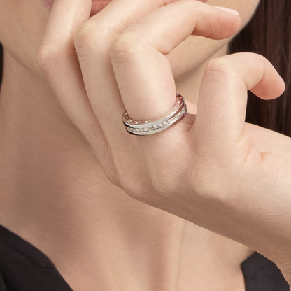 [⭐Mirelle]ZERO 1 ONE-BAND PAVED DIAMONDS ON THE SPIRAL RING