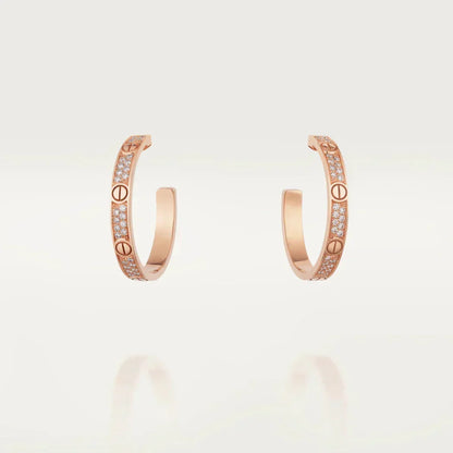 [⭐Mirelle]LOVE DIAMOND PINK GOLD HOOP EARRINGS