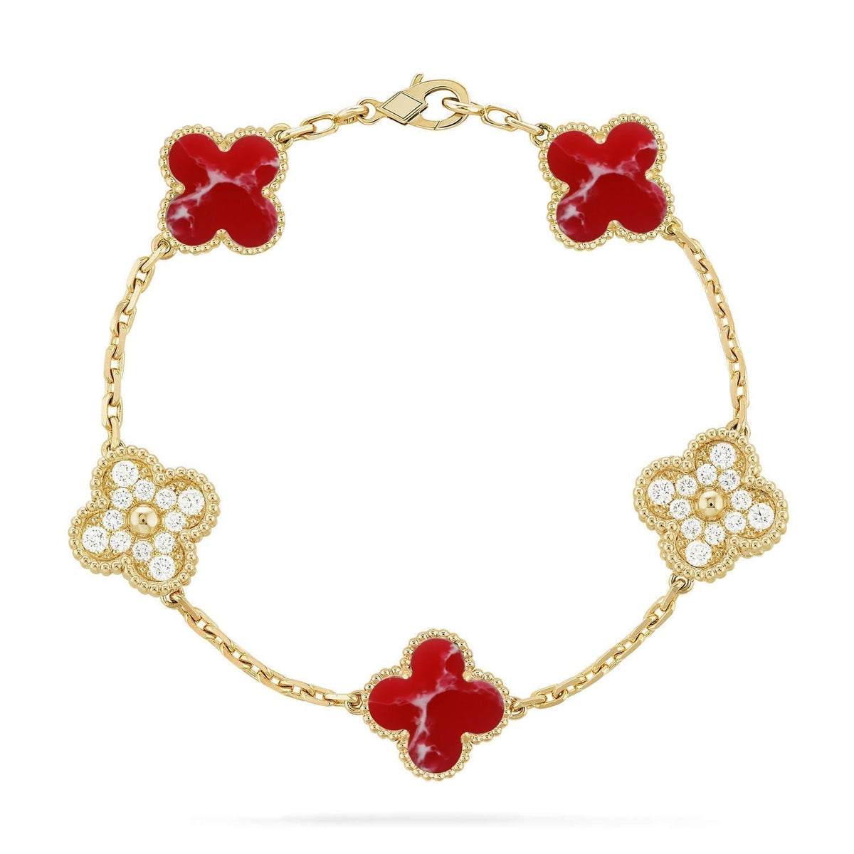 [⭐Mirelle]CLOVER 5 MOTIF RED PATTERN BRACELET COLLECTION
