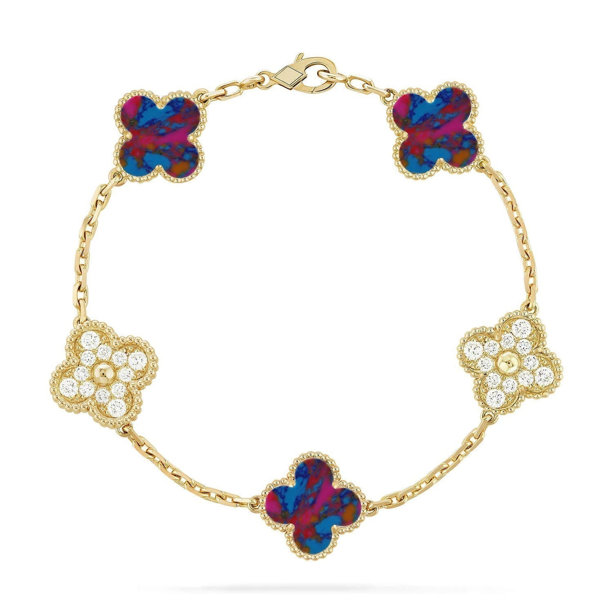 [⭐Mirelle]CLOVER 5 MOTIF COLOR GEMSTONES BRACELET COLLECTION