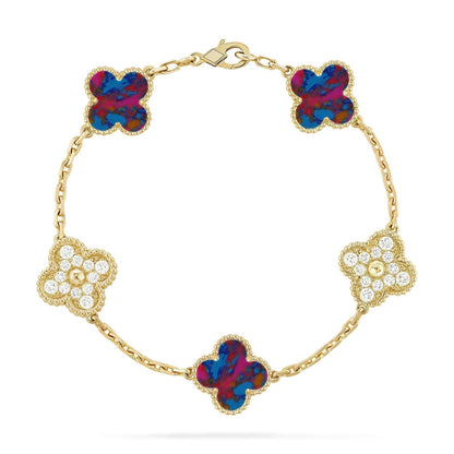 [⭐Mirelle]CLOVER 5 MOTIF COLOR GEMSTONES BRACELET COLLECTION