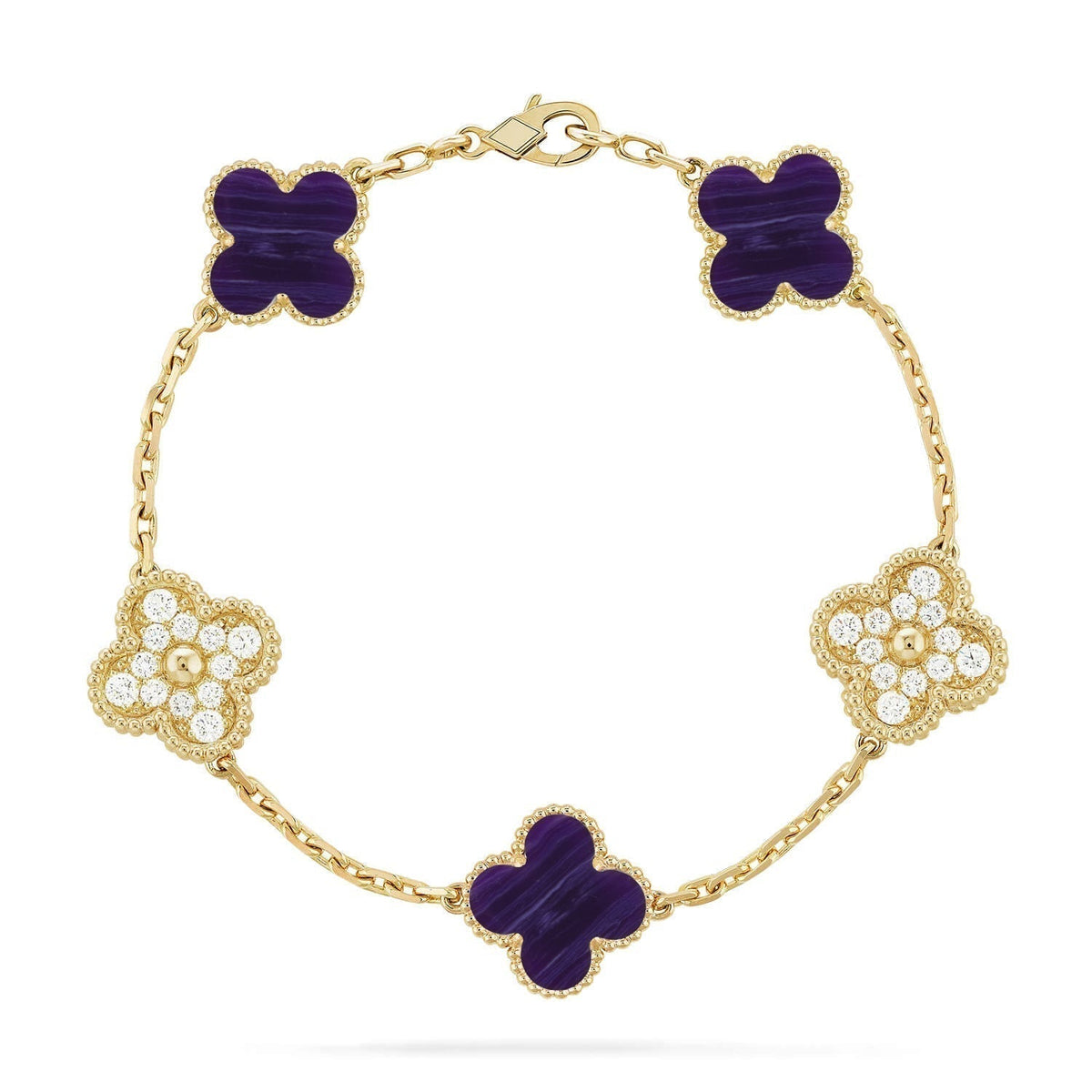 [⭐Mirelle]CLOVER 5 MOTIF PURPLE STRIPES BRACELET COLLECTION