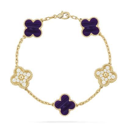 [⭐Mirelle]CLOVER 5 MOTIF PURPLE STRIPES BRACELET COLLECTION