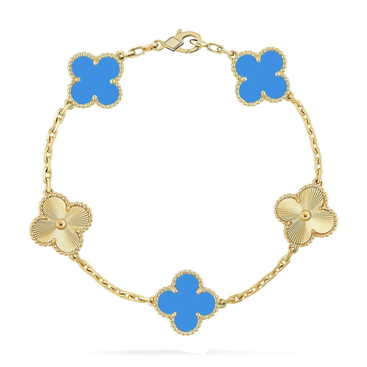 [⭐Mirelle] CLOVER 5 MOTIF BLUE AGATE BRACELET COLLECTION