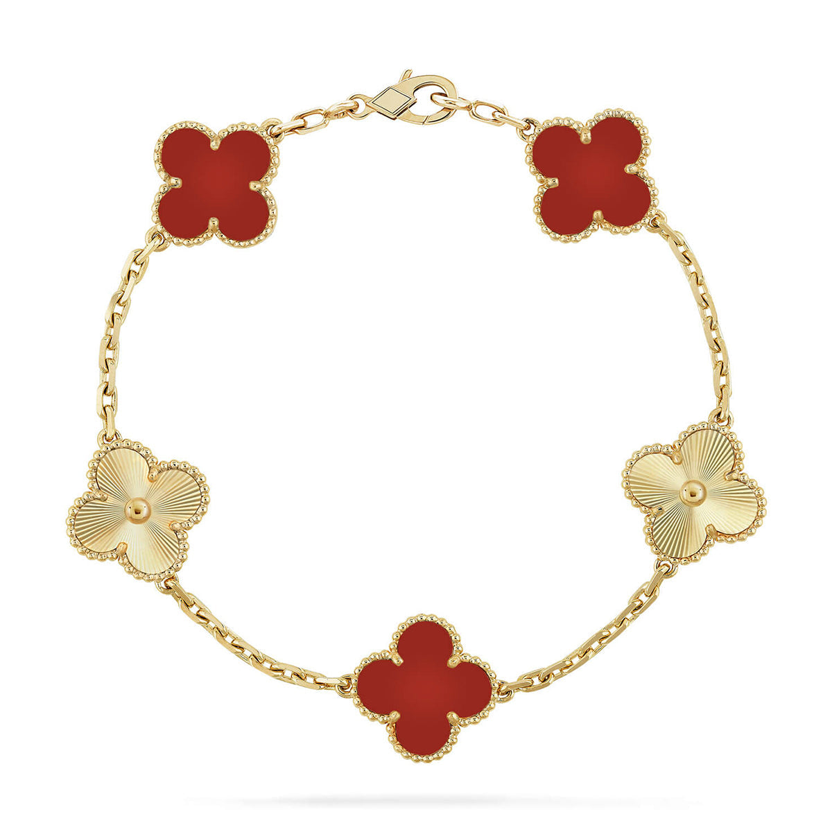 [⭐Mirelle] CLOVER 5 MOTIF RED CORNELIAN BRACELET COLLECTION