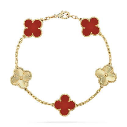 [⭐Mirelle] CLOVER 5 MOTIF RED CORNELIAN BRACELET COLLECTION