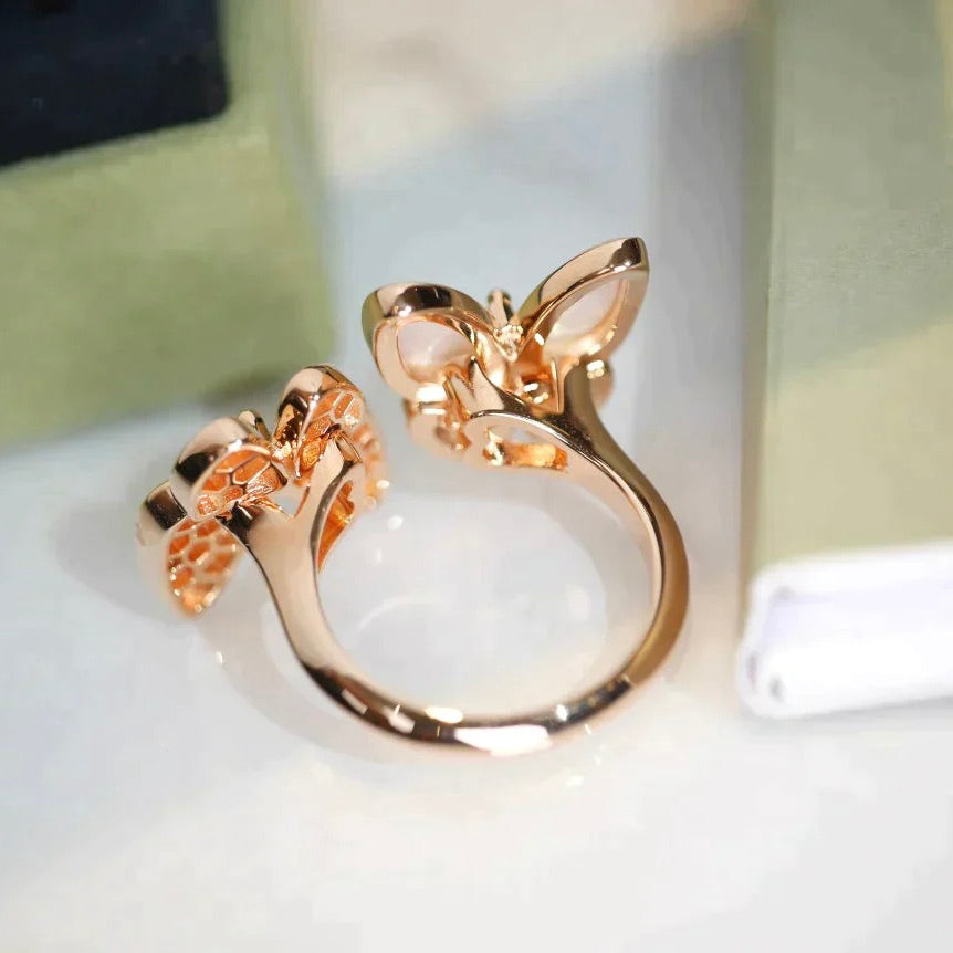 [⭐Mirelle]TWIN BUTTERFLY DIAMOND MOP RING