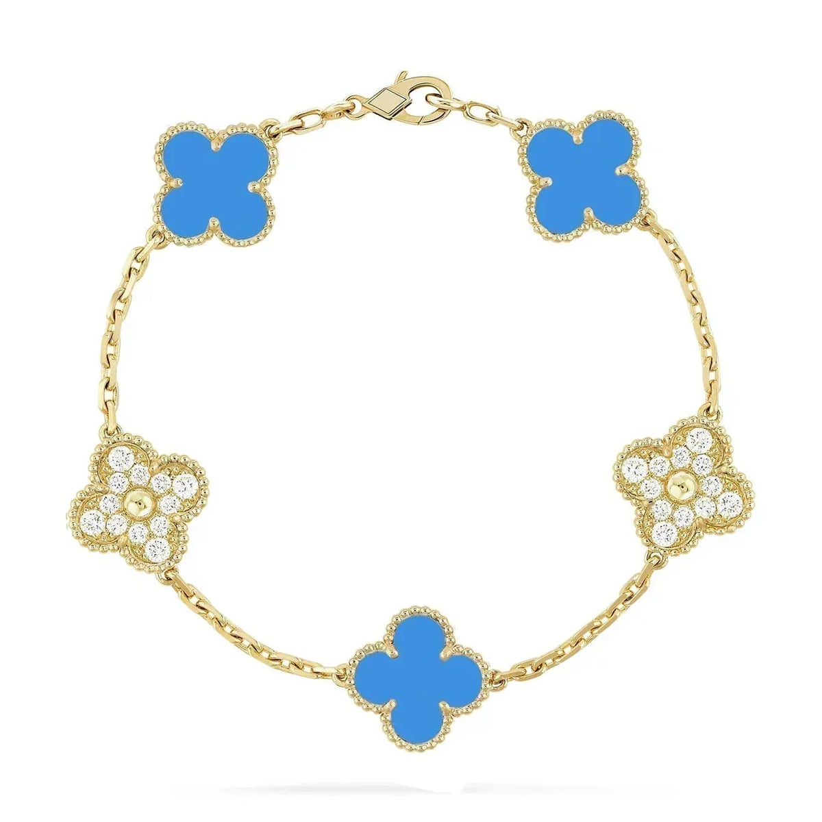 [⭐Mirelle] CLOVER 5 MOTIF BLUE AGATE BRACELET COLLECTION
