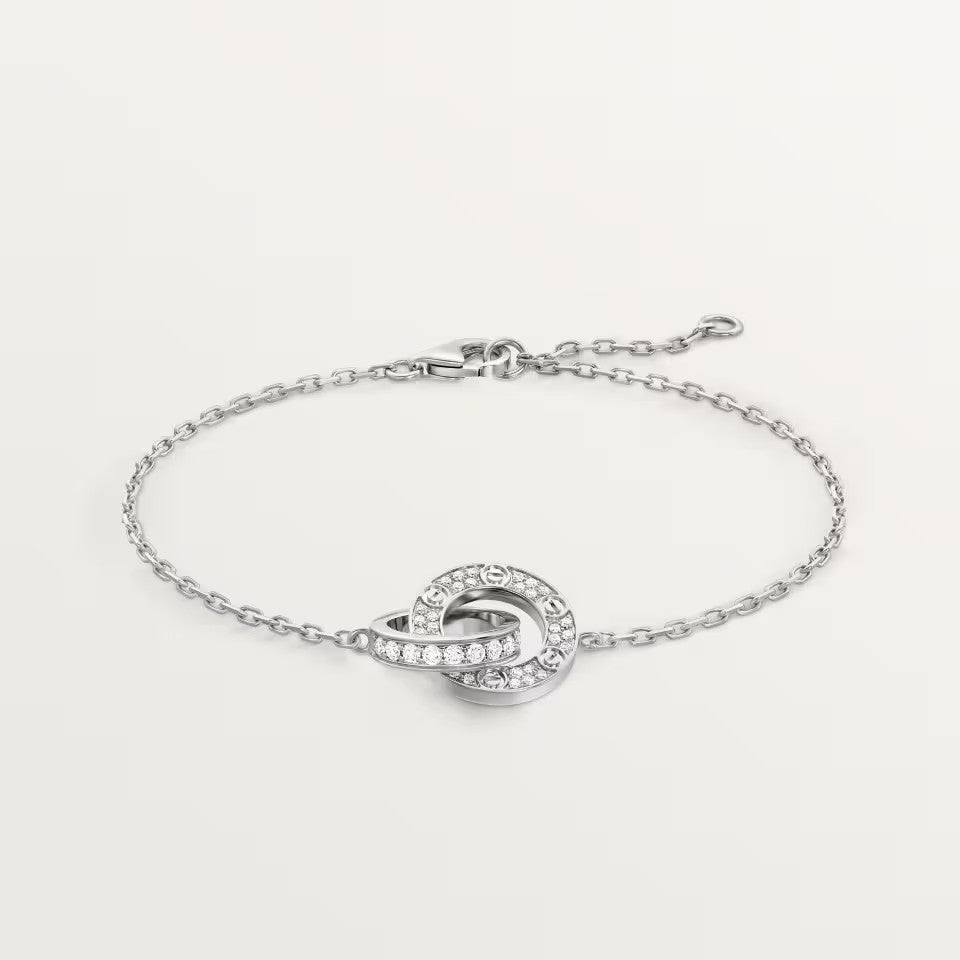 [⭐Mirelle]LOVE DOUBLE RING FULL DIAMOND BRACELET