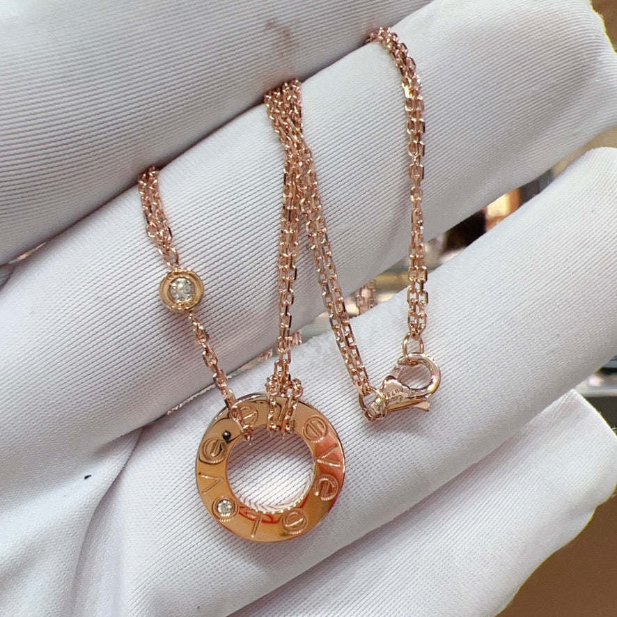 [⭐Mirelle]LOVE NECKLACE 16MM 2 DIAMONDS