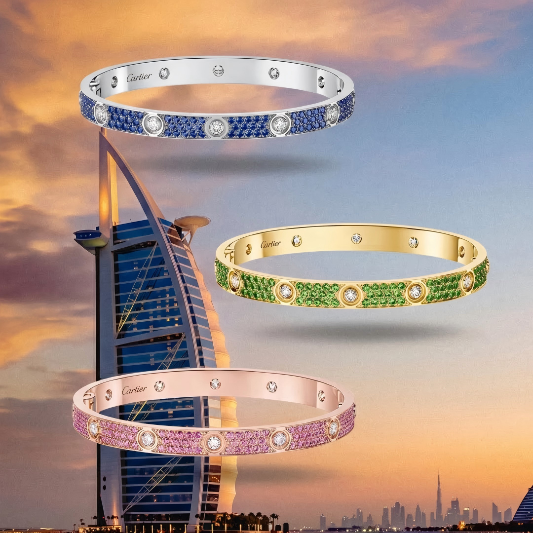 [⭐Mirelle]2026 PAVE GEMSTONE LOVE BRACELET 6.1MM 10 DIAMONDS