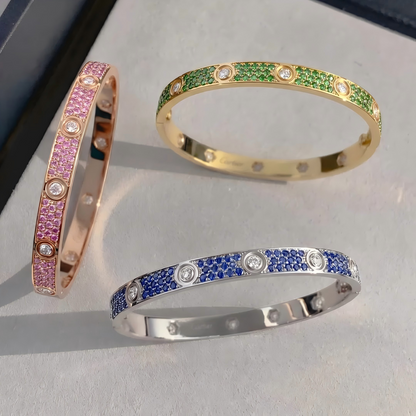 [⭐Mirelle]2026 PAVE GEMSTONE LOVE BRACELET 6.1MM 10 DIAMONDS