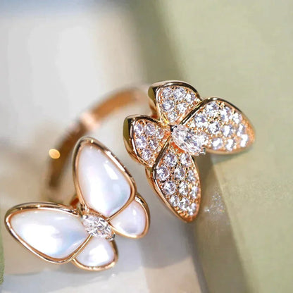 [⭐Mirelle]TWIN BUTTERFLY DIAMOND MOP RING