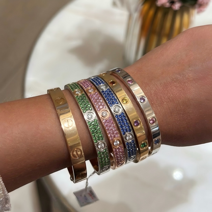 [⭐Mirelle]2026 PAVE GEMSTONE LOVE BRACELET 6.1MM 10 DIAMONDS