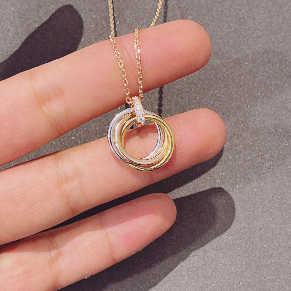 [⭐Mirelle]TRINITY NECKLACE GOLD  DIAMONDS