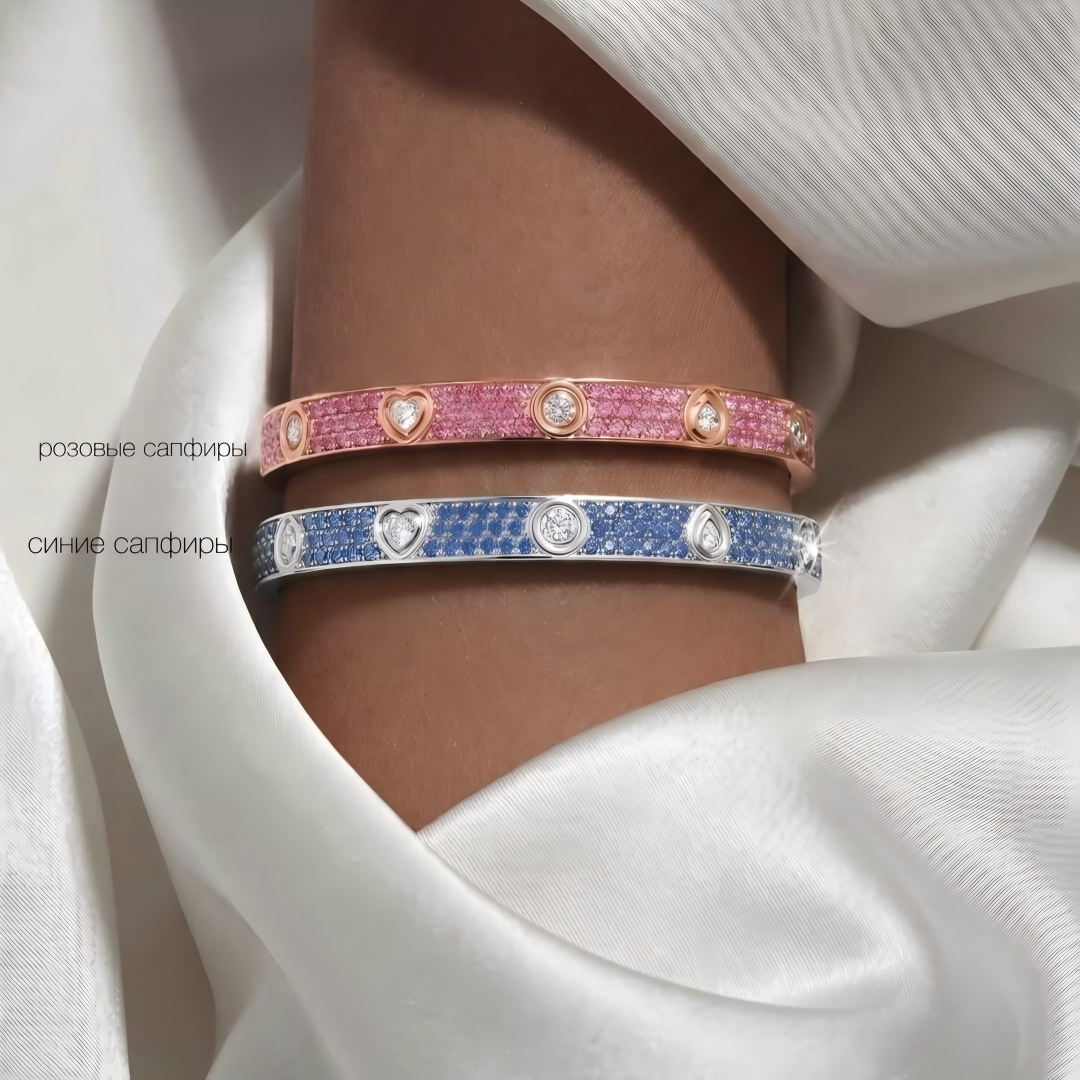 [⭐Mirelle]2026 PAVE GEMSTONE LOVE BRACELET 6.1MM 10 DIAMONDS