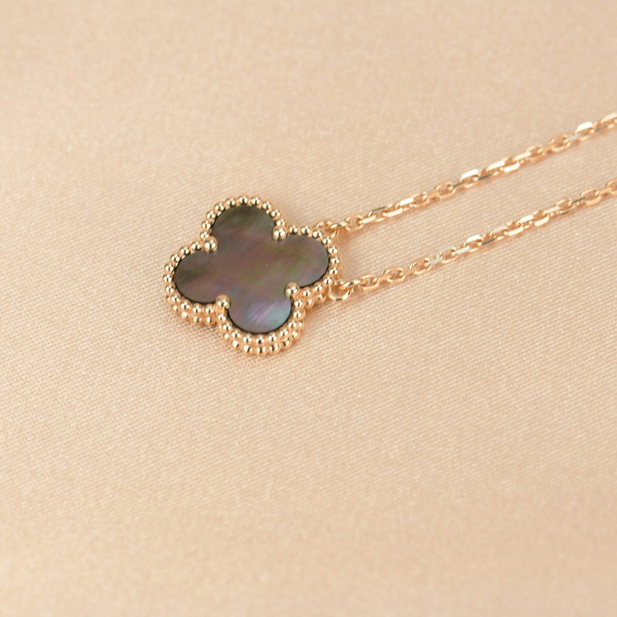 [⭐Mirelle]CLOVER 15MM  GRAY MOTHER OF PEARL NECKLACE