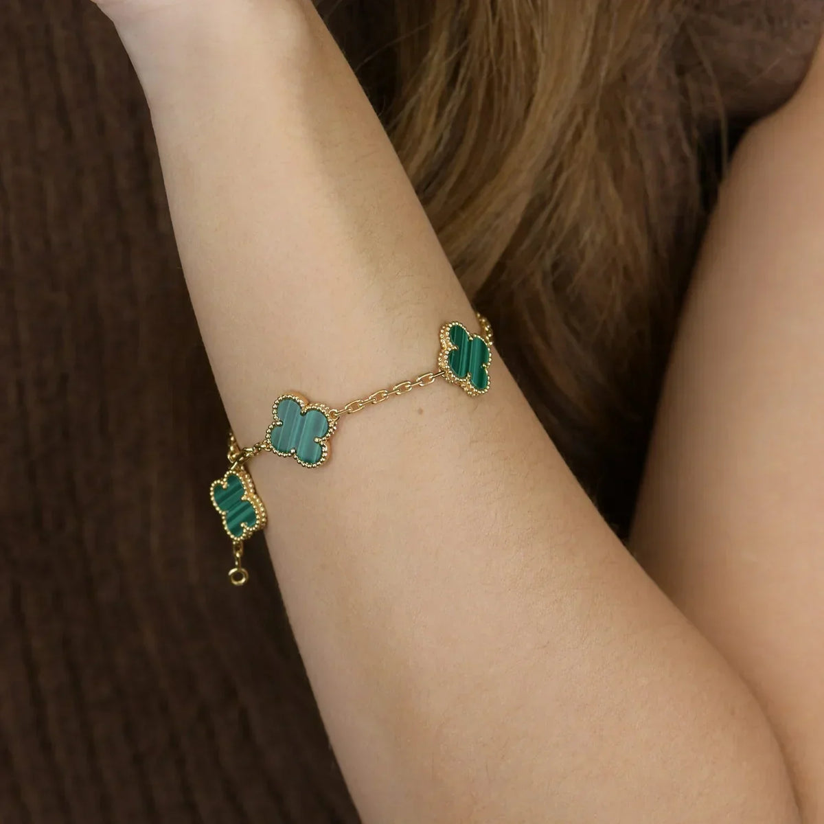 [⭐Mirelle] CLOVER 5 MOTIF MALACHITE BRACELET COLLECTION