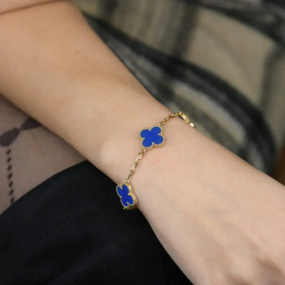 [⭐Mirelle] CLOVER 5 MOTIF BLUE AGATE BRACELET COLLECTION