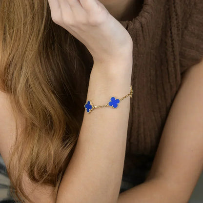 [⭐Mirelle] CLOVER 5 MOTIF BLUE AGATE BRACELET COLLECTION
