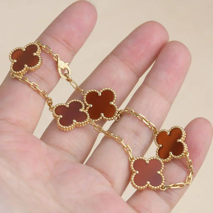 [⭐Mirelle] CLOVER 5 MOTIF RED CORNELIAN BRACELET COLLECTION