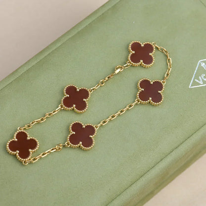 [⭐Mirelle] CLOVER 5 MOTIF RED CORNELIAN BRACELET COLLECTION