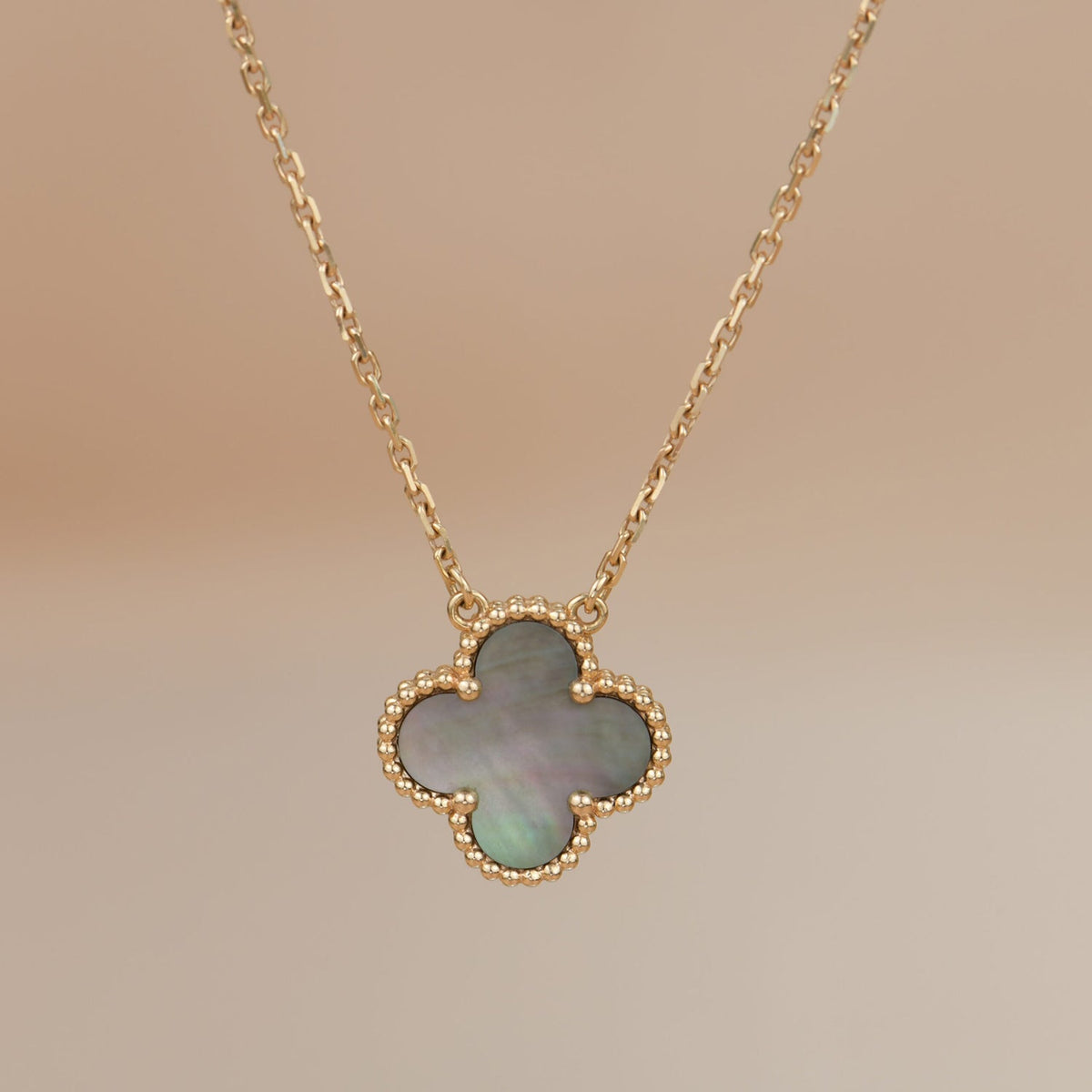 [⭐Mirelle]CLOVER 15MM  GRAY MOTHER OF PEARL NECKLACE