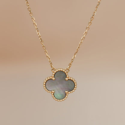 [⭐Mirelle]CLOVER 15MM  GRAY MOTHER OF PEARL NECKLACE
