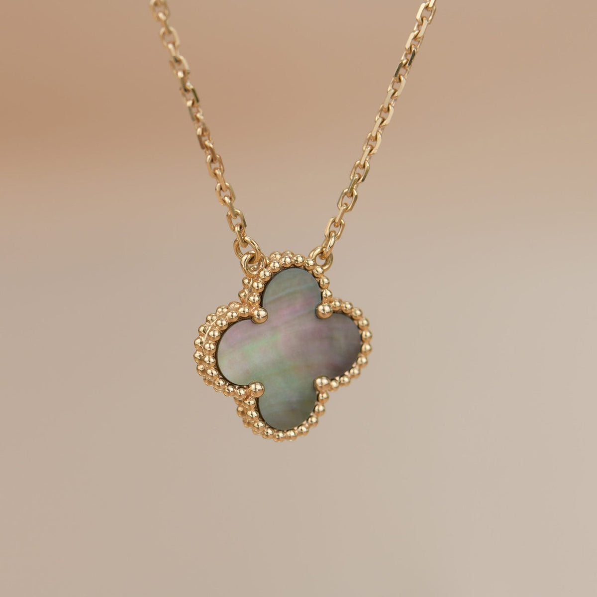 [⭐Mirelle]CLOVER 15MM  GRAY MOTHER OF PEARL NECKLACE