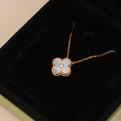 [⭐Mirelle]CLOVER 15MM DIAMOND WHITE FRITILLARIA NECKLACE